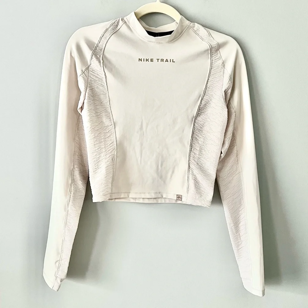 Nike Trail Dri-FIT Long Sleeve Running Top | Light Beige | Size S